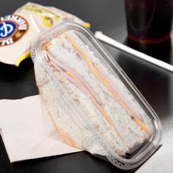 Placon Tamper Evident Tamper Resistant Recycled PET Sandwich Wedge Container - 200/Case