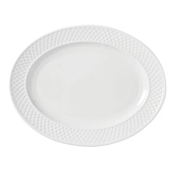 Libbey 999013009 EOS Constellation 13 1/4" x 10 1/4" Oval Lunar Bright White Large Porcelain Platter - 12/Case
