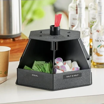 ServSense Black 6-Section Stackable Countertop Condiment Organizer - 14" x 8"