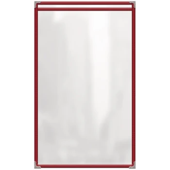 H. Risch, Inc. TES Deluxe Sewn 8 1/2" x 14" Red 2 View Vinyl Menu Cover with Silver Decorative Corners and Gloss Finish