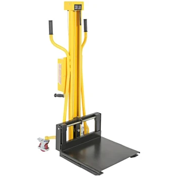 Vestil 330 lb. Yellow Steel Portable Hand Winch Lifter with 21" Platform and 19 1/2" Forks HWL-330