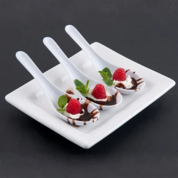 Thunder Group 7003W .75 oz. Melamine Chinese / Asian Wonton Soup Spoon - 12/Pack