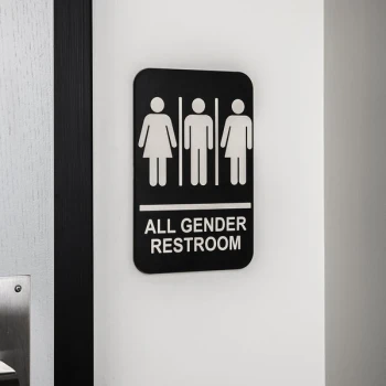 TableCraft 695652 9" x 6" ADA All Gender Restroom Sign with Braille
