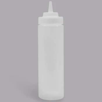 TableCraft 32563C 24 oz. Clear WideMouth™ and Wide Cone Tip Squeeze Bottle with 63 mm Opening - 12/Pack