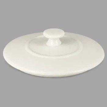 RAK Porcelain Chef's Fusion 4" x 11/16" Sand White Porcelain Cocotte Lid - 12/Case