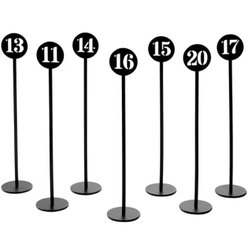 American Metalcraft NSB20 Black Stamped-Out Number Table Stands - 11 to 20