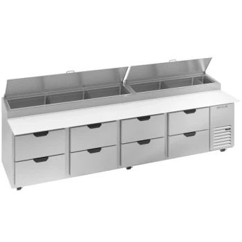 Beverage-Air DPD119HC-8-CL 119" 8 Drawer Clear Lid Refrigerated Pizza Prep Table