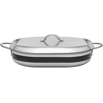 Bon Chef Country French X 5 Qt. Black Stainless Steel Roasting Pan - 71023-CF2-B