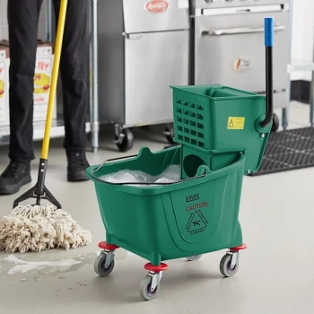 Lavex 35 Qt. Green Mop Bucket & Side Press Wringer Combo
