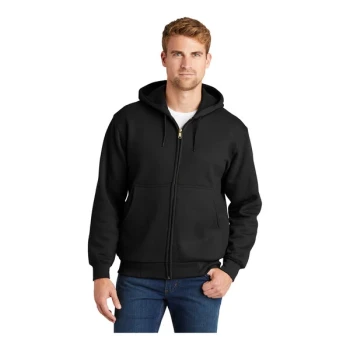 CornerStone CS620 Unisex Customizable Black Heavy Weight Full-Zip Hooded Sweatshirt with Thermal Lining - Small