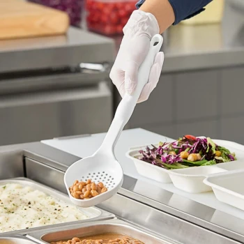 Vollrath 5292915 4 oz. White High Heat Perforated Oval Nylon Spoodle® Portion Spoon