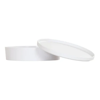 Cal-Mil 9" White Round Melamine Bento Box - 3/Case