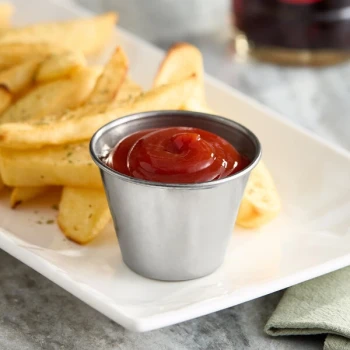 Choice 2.5 oz. Smooth Stainless Steel Round Sauce Cup - 12/Pack