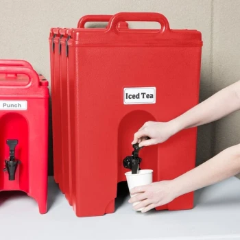 Cambro 1000LCD158 Camtainer® 11.75 Gallon Hot Red Insulated Beverage Dispenser
