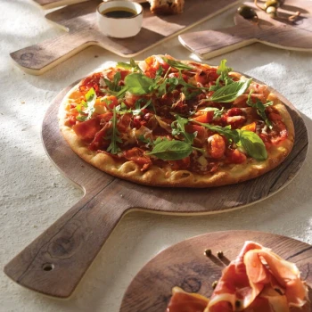 Elite Global Solutions M9RW Fo Bwa 9" Round Faux Driftwood Serving Board with Handle