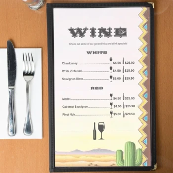 Choice 8 1/2" x 14" Menu Paper - Southwest Themed Cactus Design Right Insert - 100/Pack