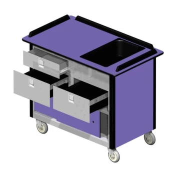 Lakeside 69030P Stainless Steel Beverage Service Cart with 3 Drawers and Purple Laminate Finish - 26" x 44 1/2" x 37 3/4"
