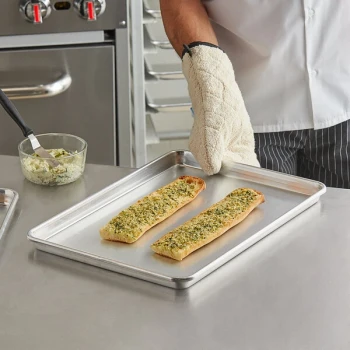 Vollrath 935303 Wear-Ever Half Size NSF 18 Gauge 13 inch x 18 inch Band In Rim Heavy-Duty Aluminum Bun / Sheet Pan