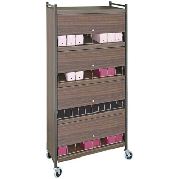 Omnimed Omnicart Woodgrain 32-Binder Big Beam Closed Cart with Locking Panels 281526-WG