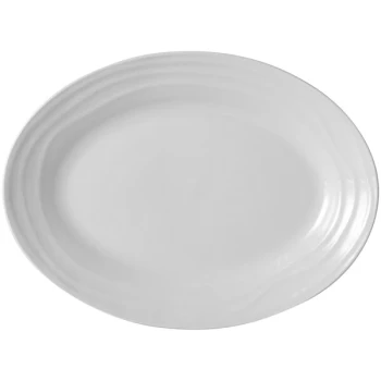 Tuxton TuxTrendz Sandbar 11 3/4" x 8 5/8" Bright White China Platter - 12/Case