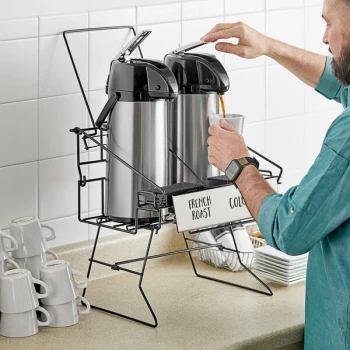Choice 3-Piece Airpot Merchandising Rack Set with Rack and (2) 2.2 Liter Glass Lined Airpots