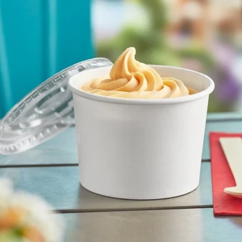 Choice 12 oz. White Paper Frozen Yogurt / Food Cup with Flat Lid - 50/Case