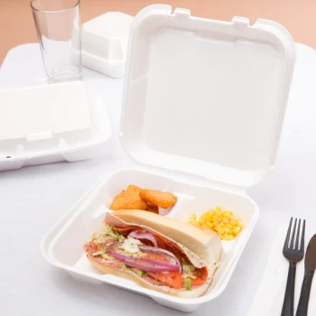 Genpak SN203-WHT 9 1/4" x 9 1/4" x 3" White 3 Compartment Foam Container with Snap-It Hinged Lid - 200/Case