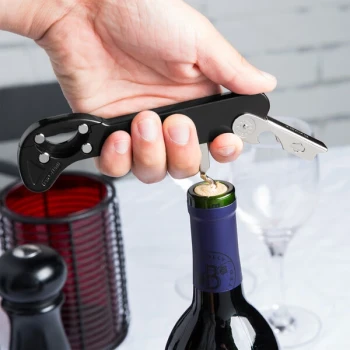 Franmara 2034-01 Boomerang Customizable Waiter's Corkscrew with Black Handle
