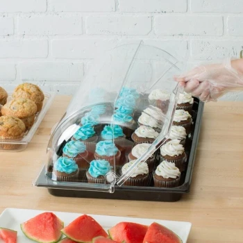 Sample and Display Tray Kit with Black Polycarbonate Tray and Roll Top Cover - 12" x 20"