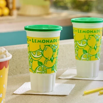32 oz. Lemonade Economy Car Cup with Green Lid - 540/Case