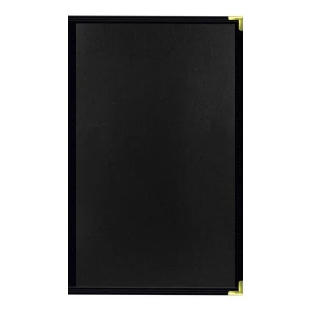H. Risch, Inc. Linen 8 1/2" x 14" Customizable Nero 3-View Menu Cover with Interior Pocket - 25/Case