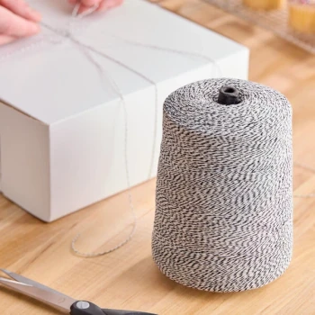 Baker's Lane Black and White Variegated Polyester Cotton Blend Baker's Twine 2 lb. Cone