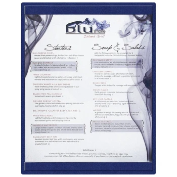 Menu Solutions K22C BLUE K22-Kent 8 1/2" x 11" Single Panel / Double-Sided Blue Menu Board