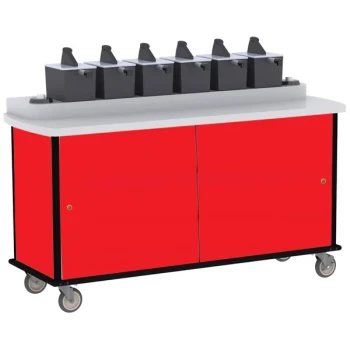 Lakeside 70530RD Red Condi-Express 6 Pump Condiment Cart with (2) Cup Dispensers