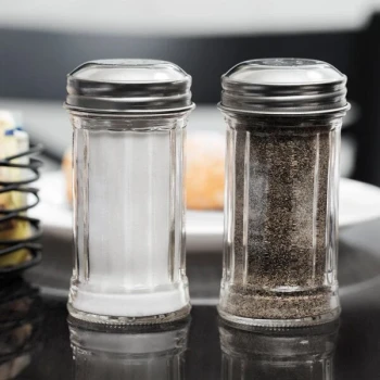 TableCraft 657 2 oz. Fluted Glass Salt and Pepper Shaker with Stainless Steel Top - 24/Case
