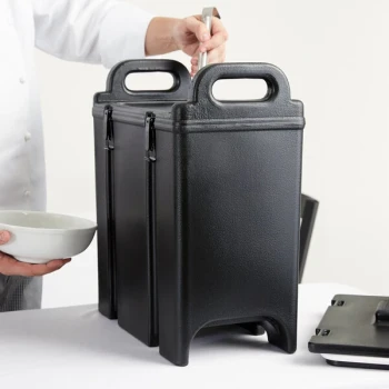 Cambro 350LCD110 Camtainer® 3.375 Gallon Black Insulated Soup Carrier