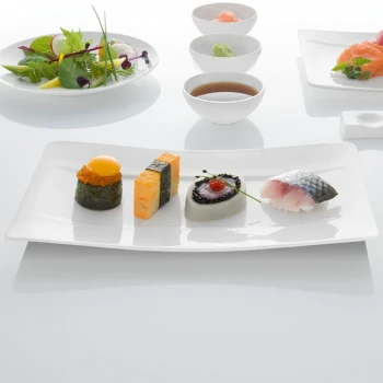 Villeroy & Boch 10-4510-2772 Modern Grace 9 1/2" x 5 1/2" White Bone Porcelain Sushi Plate - 6/Case