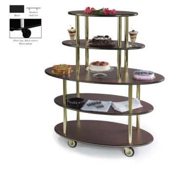 Geneva 37212-05 5 Oval Shelf Dessert Cart with Black Finish - 24" x 50" x 56"