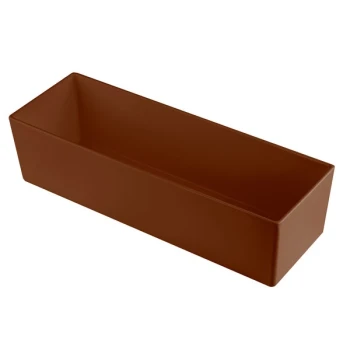 TableCraft CW5010BR Simple Solutions 1/2 Size Long Brown Cast Aluminum Deep Straight Sided Bowl - 5" Deep