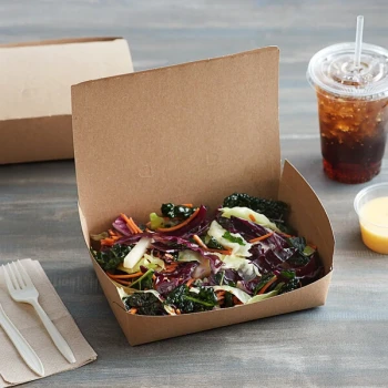 Fold-Pak 02BPDINEEM Bio-Plus Dine Kraft Microwavable Paper #2 Take-Out Container 7 3/4" x 5 1/2" x 1 7/8" - 160/Case