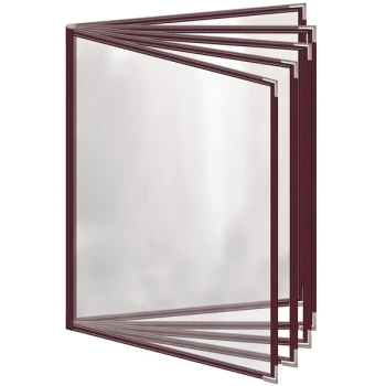 H. Risch, Inc. TE-10V Deluxe Sewn 8 1/2" x 11" Maroon 10 View Vinyl Menu Cover with Silver Smooth Corners and Gloss Finish