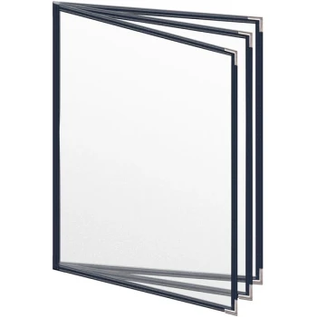 H. Risch, Inc. TETB Deluxe Sewn 8 1/2" x 11" Blue 6 View Vinyl Menu Cover with Silver Smooth Corners and Matte Finish