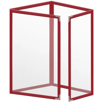 H. Risch, Inc. TETQ Deluxe Sewn 5 1/2" x 8 1/2" Red 8 View Foldout Vinyl Menu Cover with Silver Decorative Corners and Matte Finish