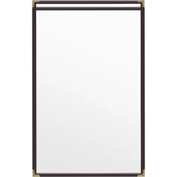 H. Risch, Inc. TES Deluxe Sewn 11" x 17" Brown 2 View Vinyl Menu Cover with Gold Decorative Corners and Matte Finish