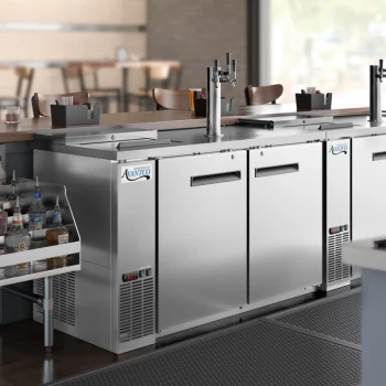 Avantco UDD-2-CT-S-3 Stainless Steel Kegerator / Beer Dispenser with Triple Tap Tower and Club Top - (2) 1/2 Keg Capacity
