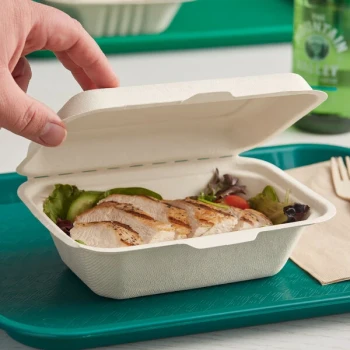 EcoChoice 7" x 5" x 2 1/2" Natural Plant Fiber Take-Out Container - 500/Case