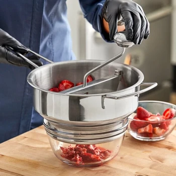 Choice Food Prep Stainless Steel Rotary Food Mill with 3 XL Sieves - 3.5 Qt. Capacity