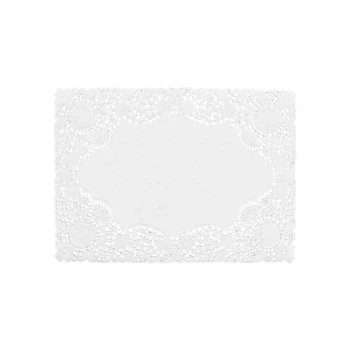 Hoffmaster 310711 10" x 14" White Normandy Lace Paper Placemat with Scalloped Edge - 1,000/Case