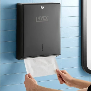 Lavex Matte Black Stainless Steel High-Capacity C-Fold / Multifold Surface-Mounted Paper Towel Dispenser