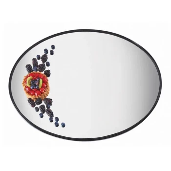 Cal-Mil RR242 24" x 18" Oval Mirror Tray with Raised Black Rim